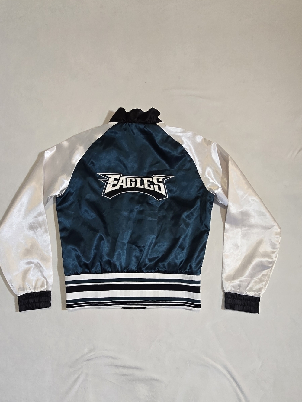 ​Vtg Reebok Philadelphia Eagles Reversible Satin Jacket Midnight Green NFL - Picture 4 of 10